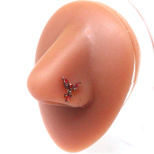 Gaby European and American cross-border butterfly navel ring, bat chest ring, nose nail, ear bone nail, heart-shaped navel ring piercing jewelry