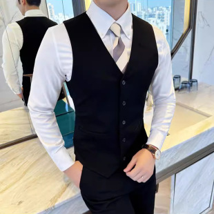 2024 Five-Button Men's Vest Slim Fit Vest Men's Suit Vest Business Formal Vest European Size