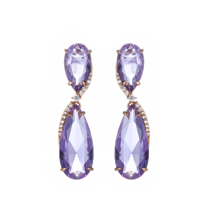 Xuping joyería transfronteriza Europa y América fría pendientes de ventana retro larga cena simple gota de agua pendientes de gemas artificiales
