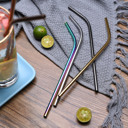Cross-border direct selling food-grade 304 stainless steel straw set for children and adults, 316 stainless steel colorful metal straws