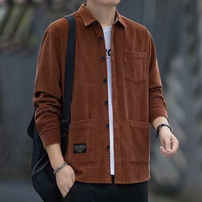 Niche Loose Fashion Tooling Shirt High-end Sense Corduroy Multi-pocket Trendy Brand All-match Long-sleeved Shirt Men's Jacket