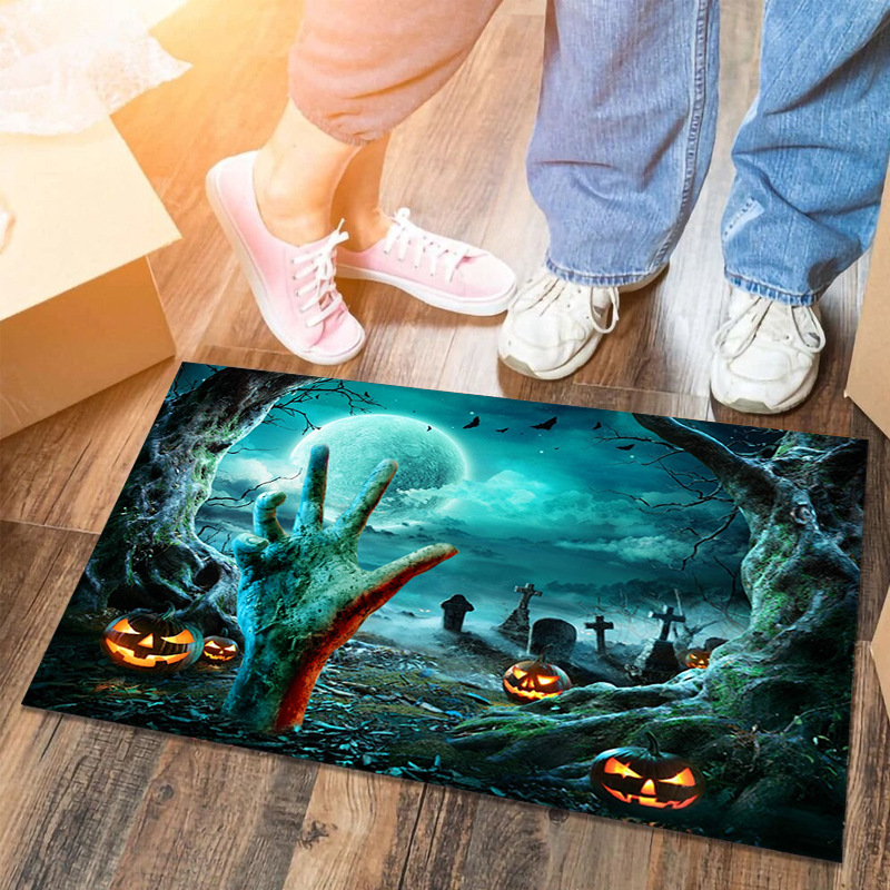 Fábrica transfronteriza alcantarilla cubierta de alcantarilla alfombra de payaso estera de la puerta de Halloween cráneo diseño fantasma cara estera del pie estera del baño