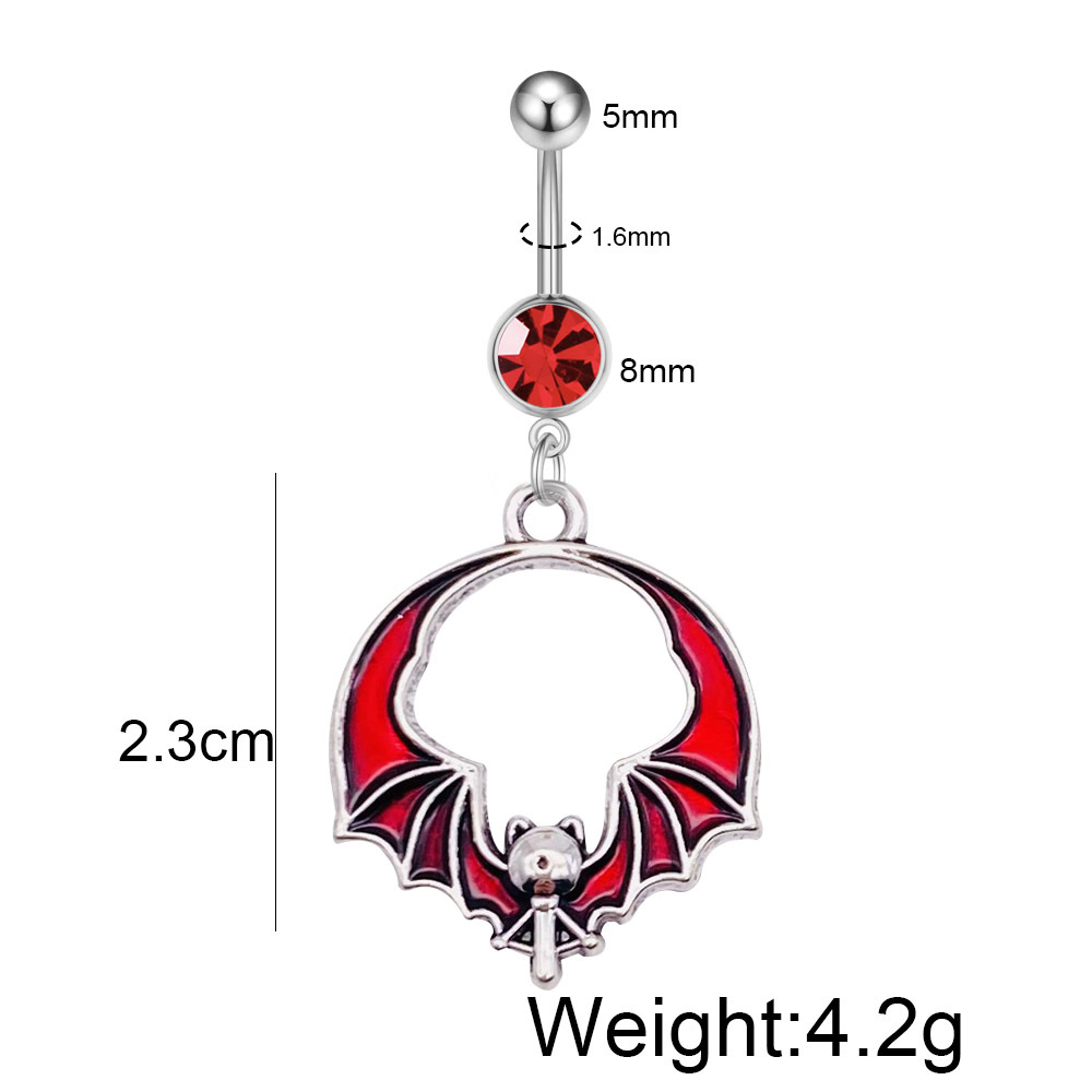 Red Heart Cross Stainless Steel Belly Button Ring Piercing_voghion.com