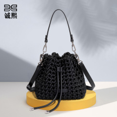 High-end New Style Handbag Windmill Knot Water Bucket Bag Hand-woven Bag Unique Design Lightweight Single Shoulder Crossbody Bag