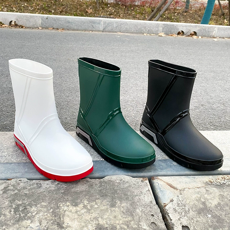 Модные мужские резиновые сапоги, непромокаемая обувь с короткой трубкой, Нескользящие резиновые сапоги, новая Корейская повседневная работа, резиновая обувь средней трубы, внешняя торговля, оптовая продажа