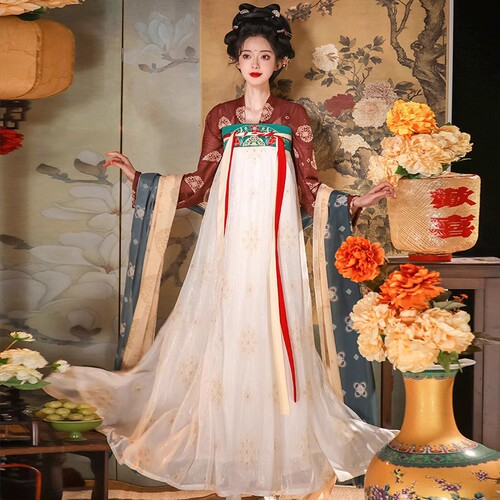 Chang'an Ning Tang Dynasty Princess original Tang Dynasty Hanfu women's restoration torn skirt chest-length underskirt Chinese style ancient costume complete set