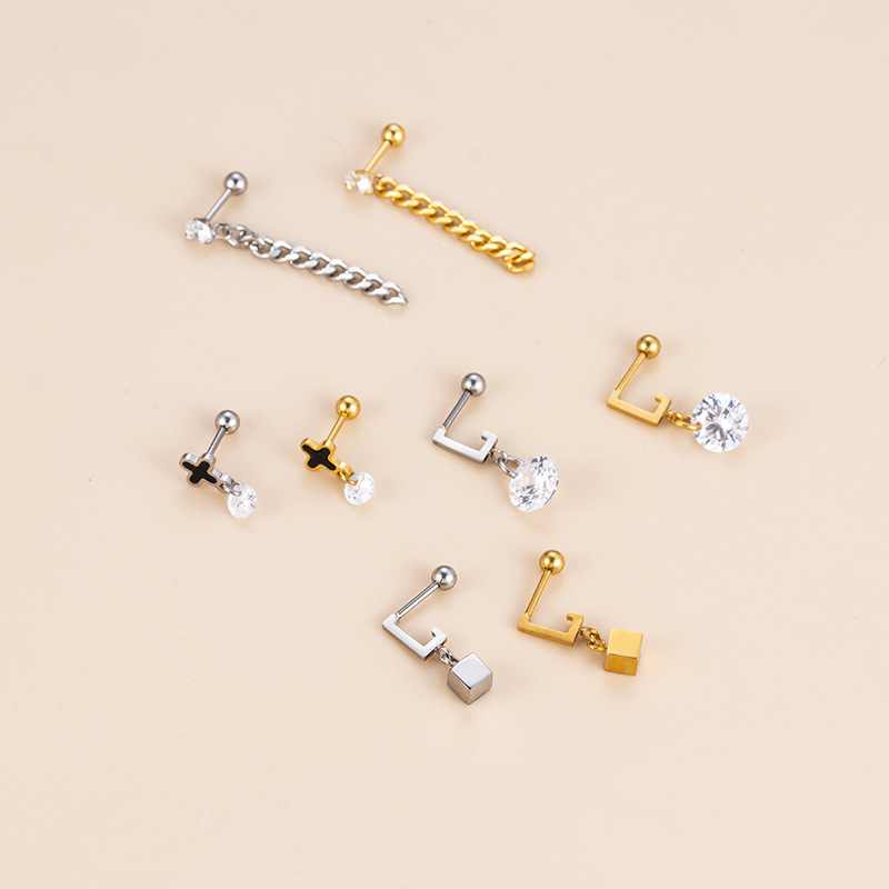 Fashion Geometric Stainless Steel Plating Inlay Zircon Ear Studs 1 Piece display picture 2