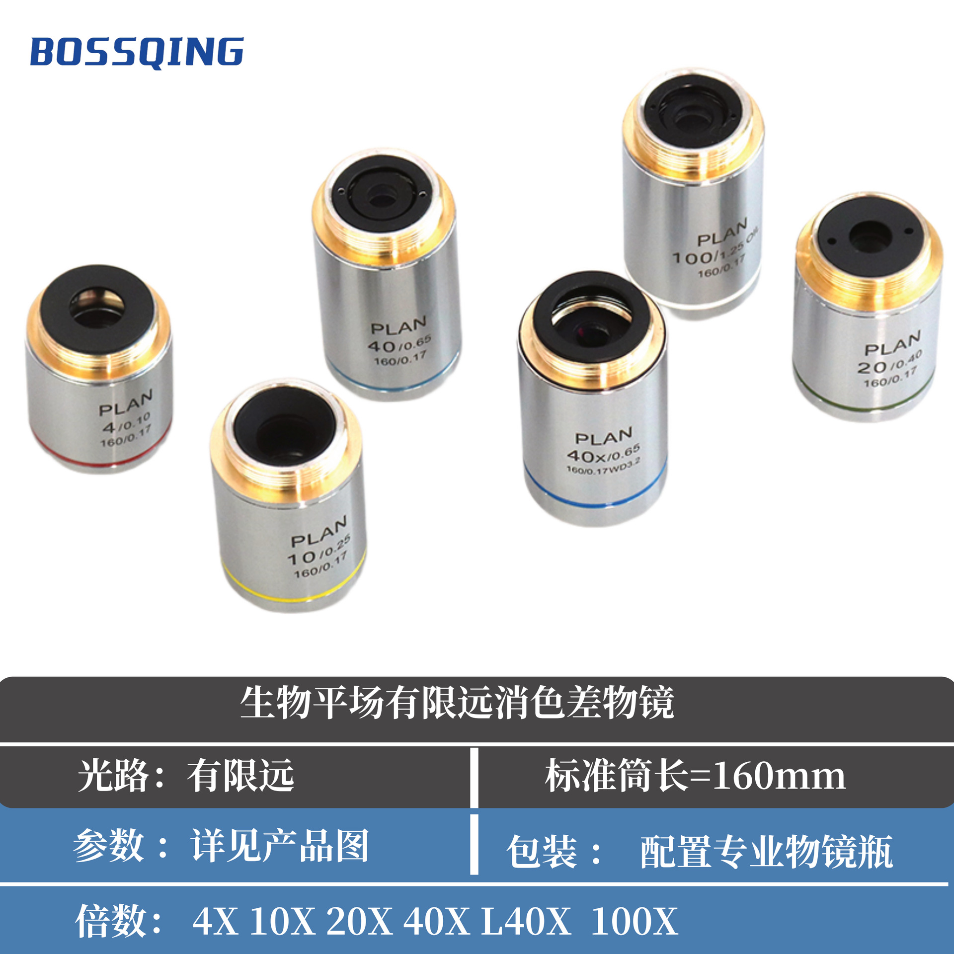 PLAN平场生物显微镜物镜 接口直径20.2mmRMS 全平场系列