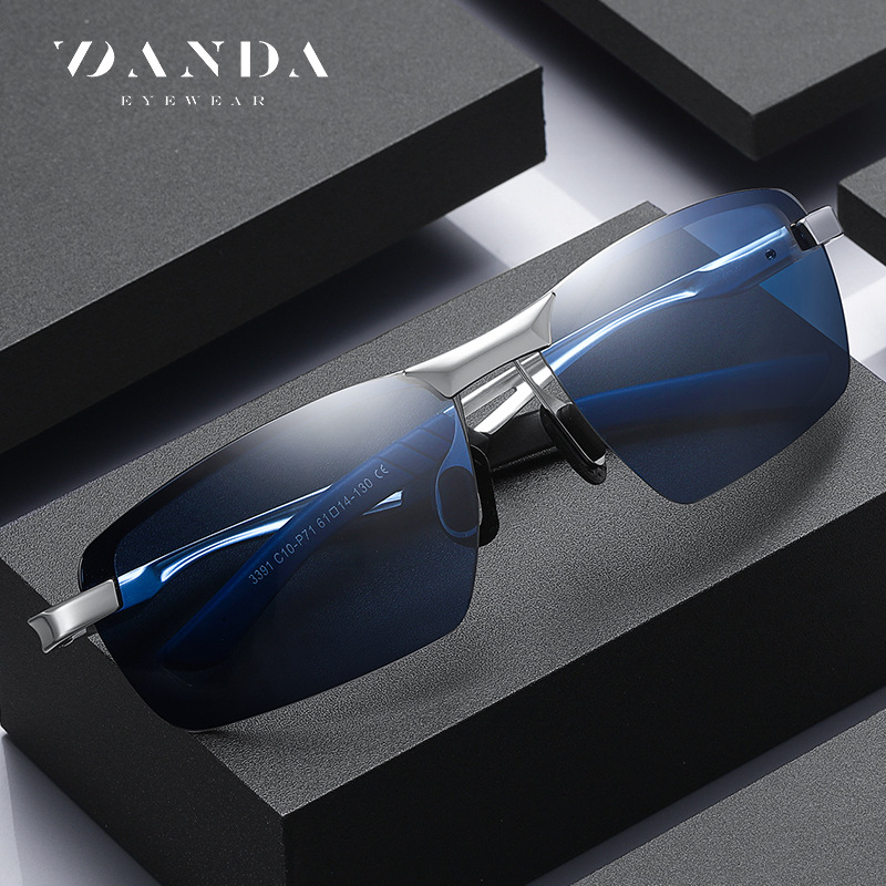 Nuevas gafas de sol para hombre con patillas de aluminio-magnesio, gafas de sol polarizadas de medio marco, gafas de pesca 3391, gafas de sol para conducir para hombre.