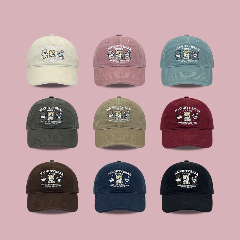 2024 nuevo lindo oso marrón bordado gorra de lengua mujer primavera y otoño universitaria pareja sombrero de béisbol moda masculina