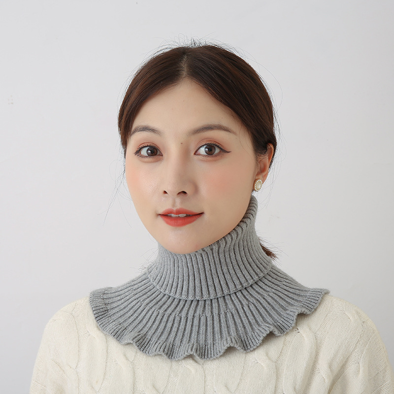 Baja de cabeza para mujeres de otoño y invierno caliente para proteger la columna cervical de color sólido elástico tejido cuello falso suéter cuello alto cuello