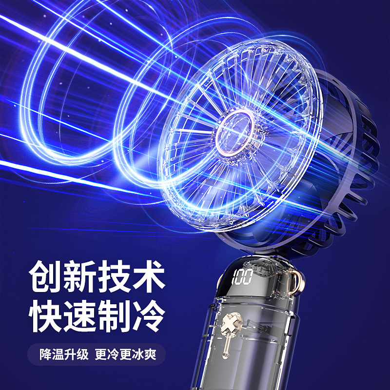 新款隨身手持小風扇usb桌面迷你摺疊掛繩戶外學生手拿可充電風扇