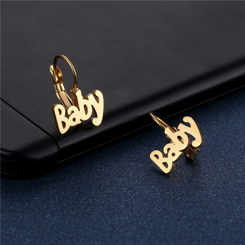 Letters Alphabet Ear Buckle English Alphabet Baby Stainless Steel Ear Buckles display picture 3