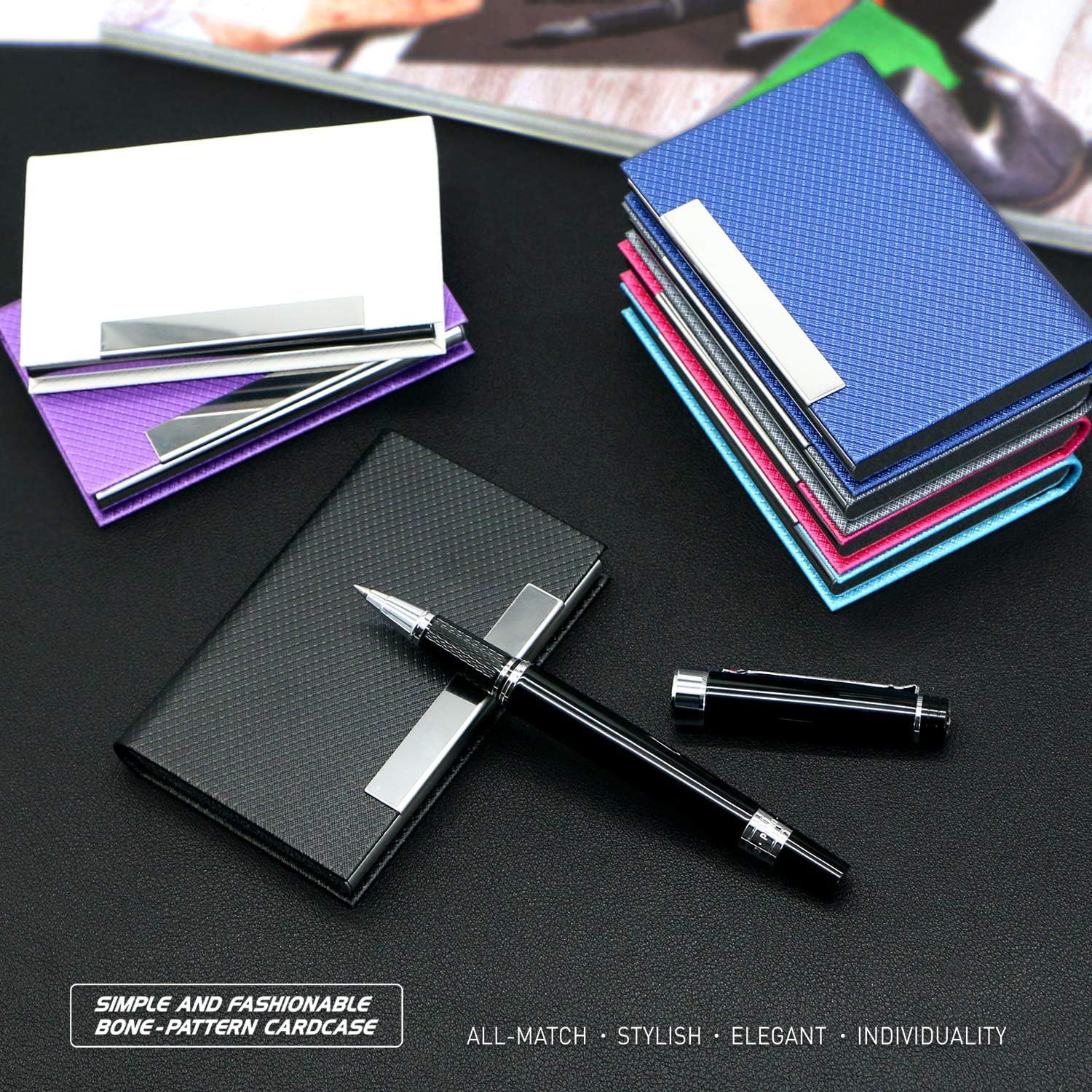 Polyurethane wallet for business cards for men and women stainless…