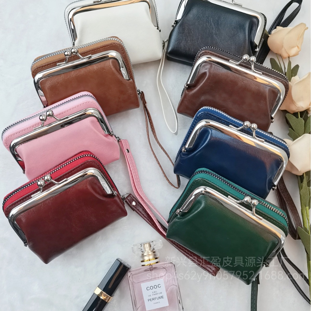 Nueva moda caliente de las mujeres billetera de las mujeres retro monedero gran capacidad titular de la tarjeta de las mujeres pequeña cartera embrague