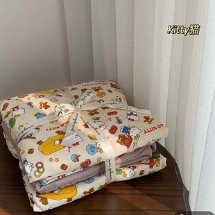 Shake the sound of explosions! Class A maternal and infant grade double-layer yarn small floral cotton four-piece cotton student dormitory three-piece set