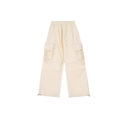 Women's Summer Thin American Retro Quick Dry Workwear Leisure Pants Straight Leg with Braid Loose Floor-Length Wide Leg Pants