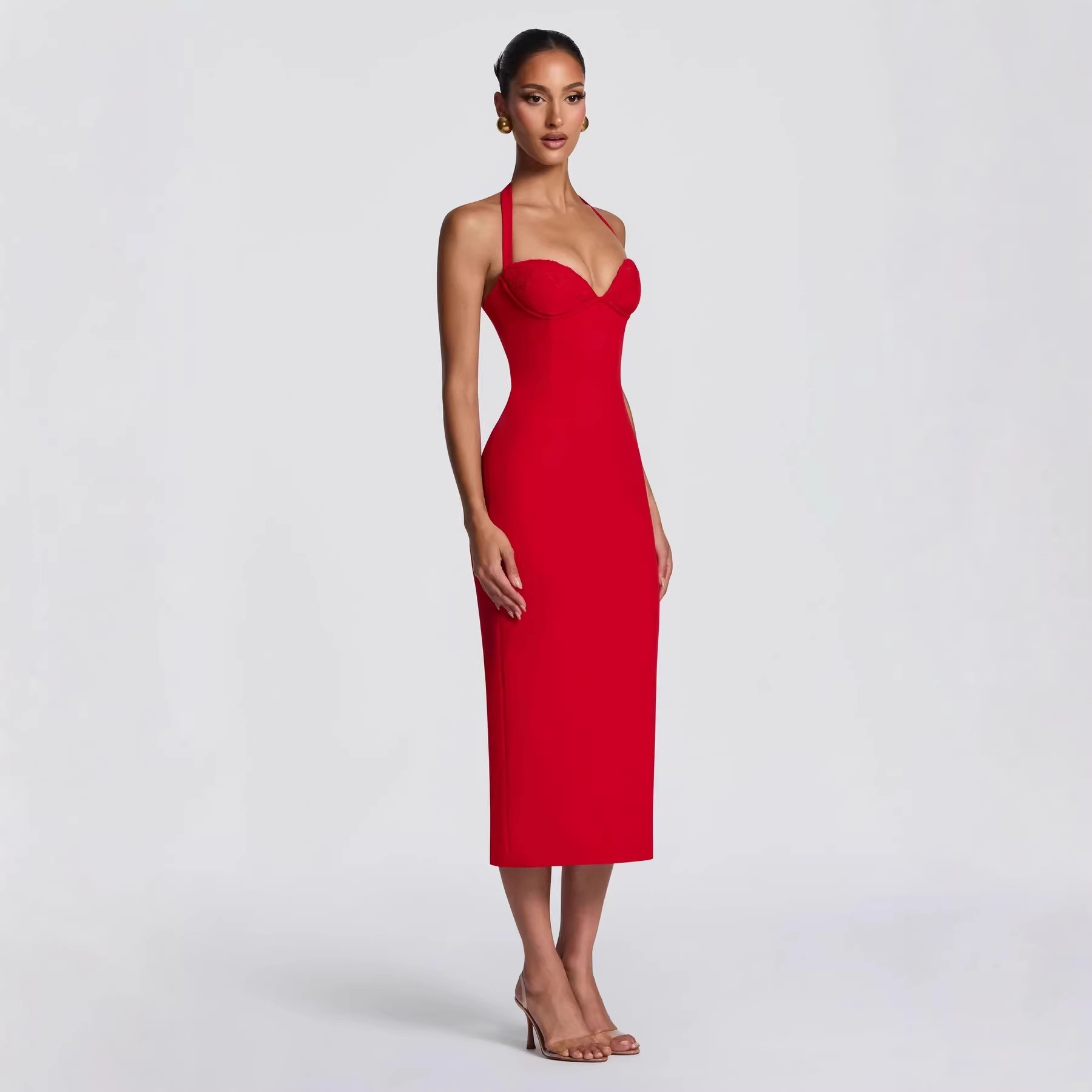 Women's Sexy Backless Halter Belted Bodycon Maxi Dress – Slim Fit Elegant Party Gown_ecoleips.com
