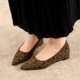 9121 leopard print pointed single shoe, women's flat heel, shallow mouth suede, versatile, one foot kick, evening breeze floating shoe, inner height increasing commuting shoe