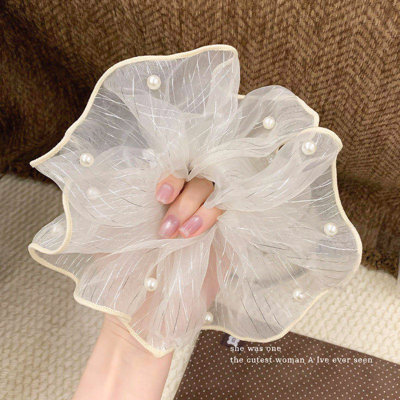 2026 nuevo estilo coreano super grande anillo de pelo intestino grande niñas de alto nivel de sensación de cabello de flores cuerdas de cabello de cordón de goma adornos para el cabello