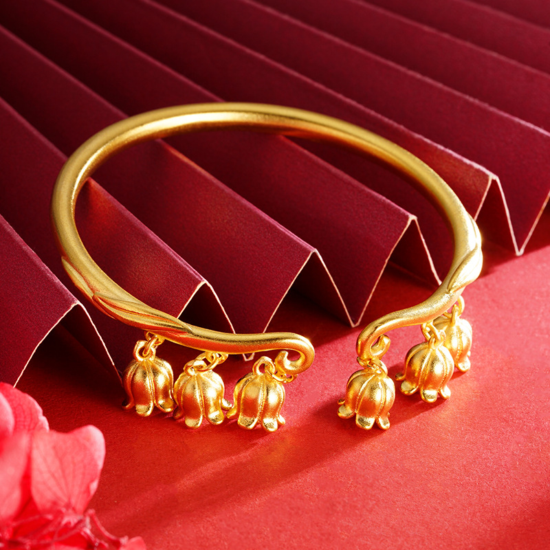 Shajinling orquídea pulsera Super hadas inteligente alto sentido nicho pulsera estilo étnico imitación oro cobre pulsera joyería