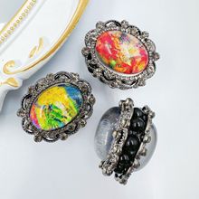 油画风重工珠子直播直孔合金陶泥珠DIY手机链钥匙链包链材料配件