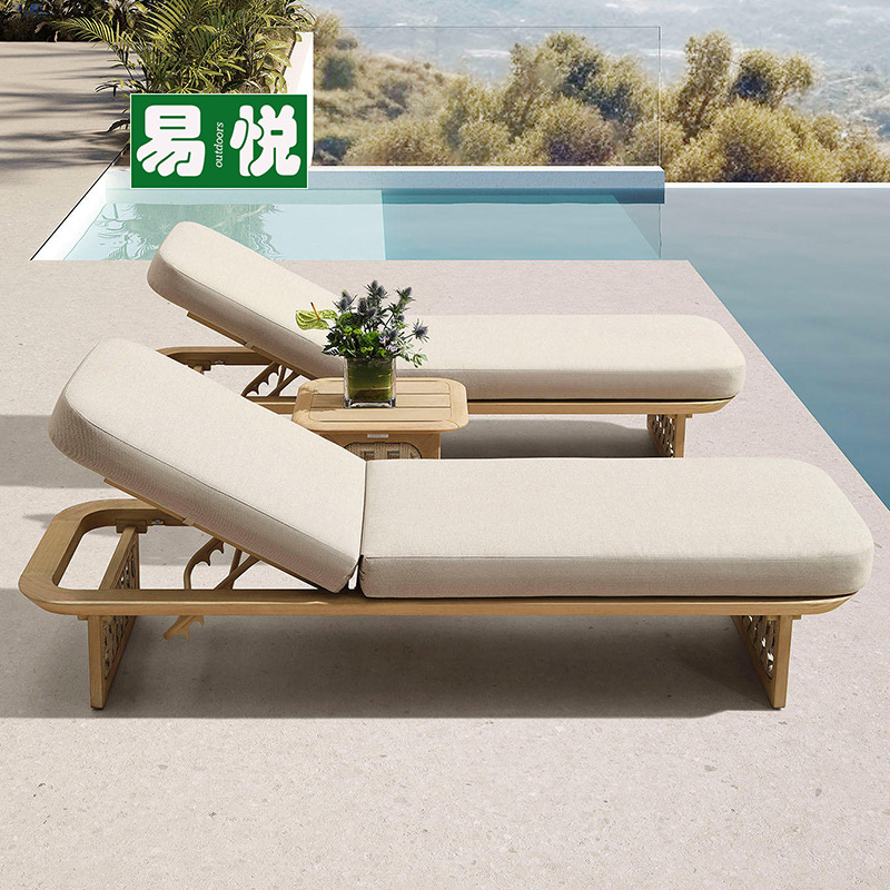 Sofá de cordón de patio nórdico combinación balcón villa al aire libre silla de caña jardín muebles de madera maciza al aire libre sofá de teca