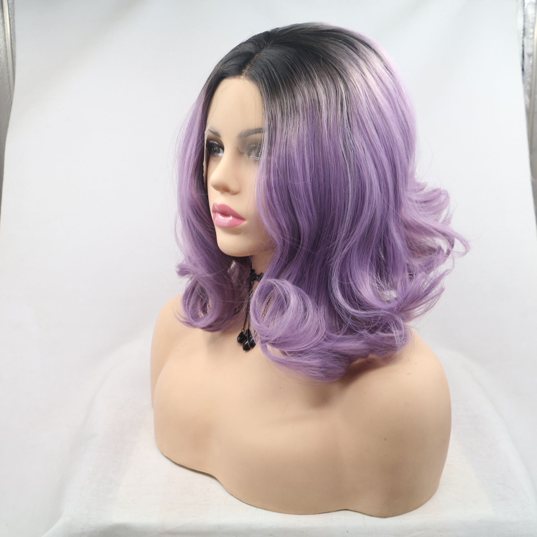 NEW LOOK pelucas de fibra química frente encaje pelo corto bobo encaje europeo y americano cubierta de cabello gradiente volumen encontrado en stock