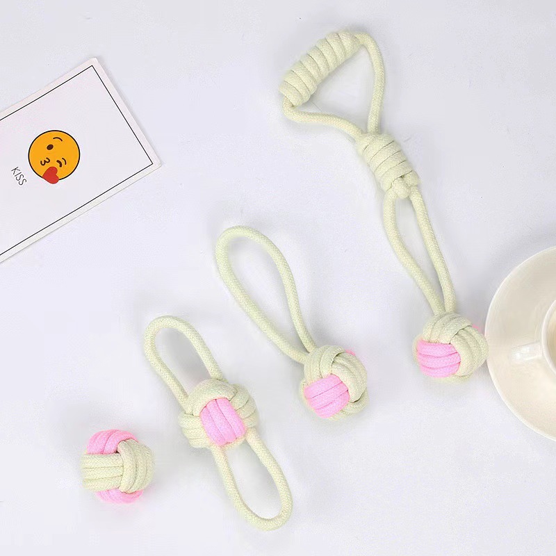 Japón y Corea del Sur juguetes para mascotas juguetes molares para perros bolas de cuerda de algodón macarons color nudo juguetes para mascotas en stock