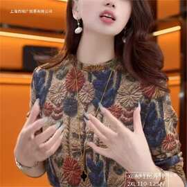 一件代发秋冬季新款宽松印花加绒加厚保暖澳绒毛衣打底衫显瘦