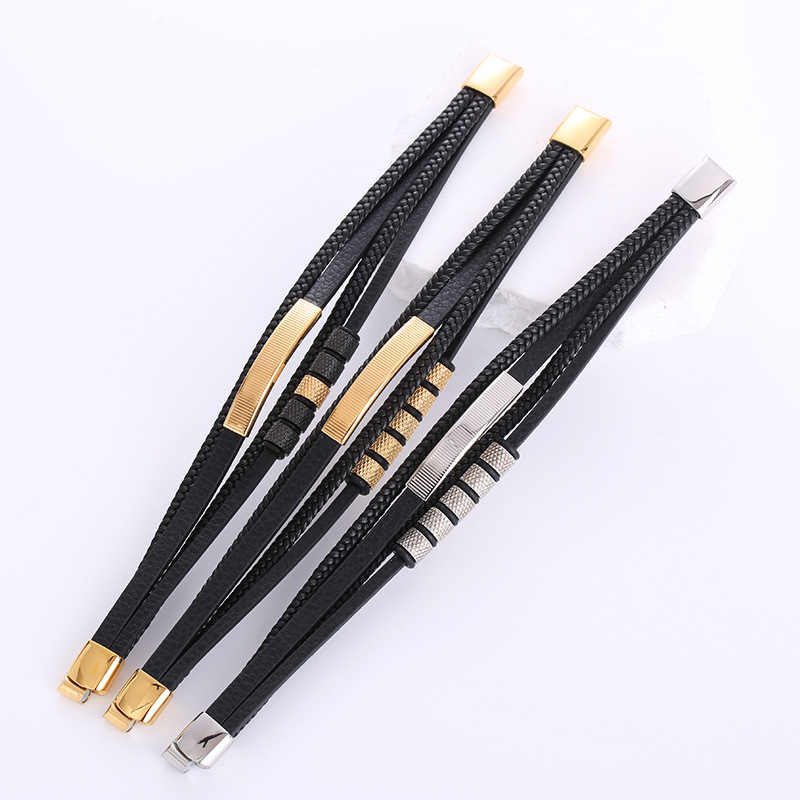 Men's Braided Leather Bracelet Waterproof And Hypoallergenic_voghion.com