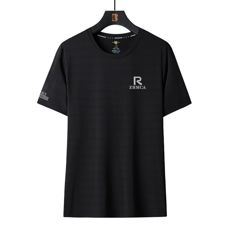 2022 verano nueva camiseta de manga corta de seda de hielo para hombres y mujeres de talla grande suelta ropa de aire acondicionado elástica de secado rápido para hombres al por mayor