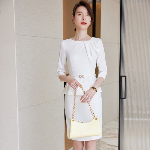 220025P2+21112W2 white navy blue two-piece professional suit female