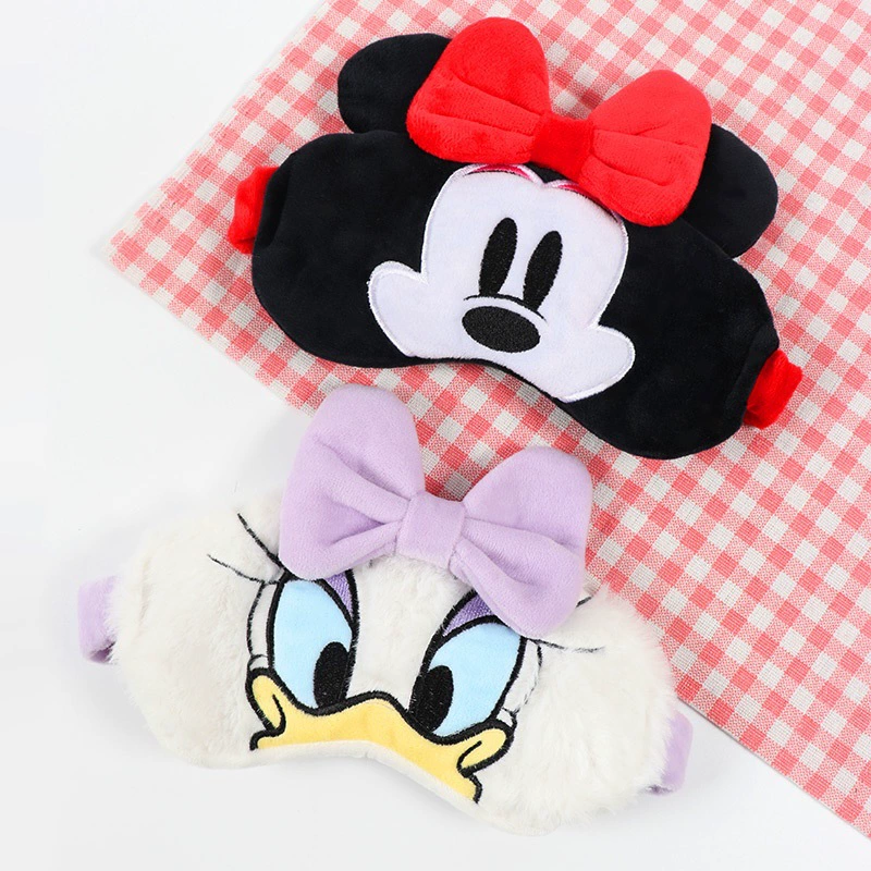 Милое и мягкое девичье сердце, маска для глаз с Микки, мультяшная кошка, плюшевая маска для глаз, затемняющая маска для глаз с бантом