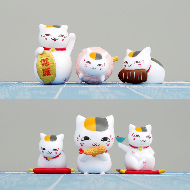 6種類の夏目の友人の帳簿の猫の手作りの置物の猫の先生のぬいぐるみのデスクトップのおもちゃの模型|undefined