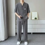 夏季宽松男士短袖两件套