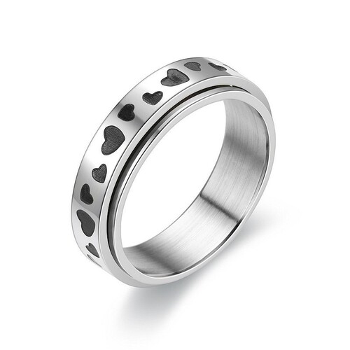 Amazon Anti-Anxiety Stress Relief Titanium Steel Rotating Ring Rings Fashionable Stainless Steel Couple Rings 