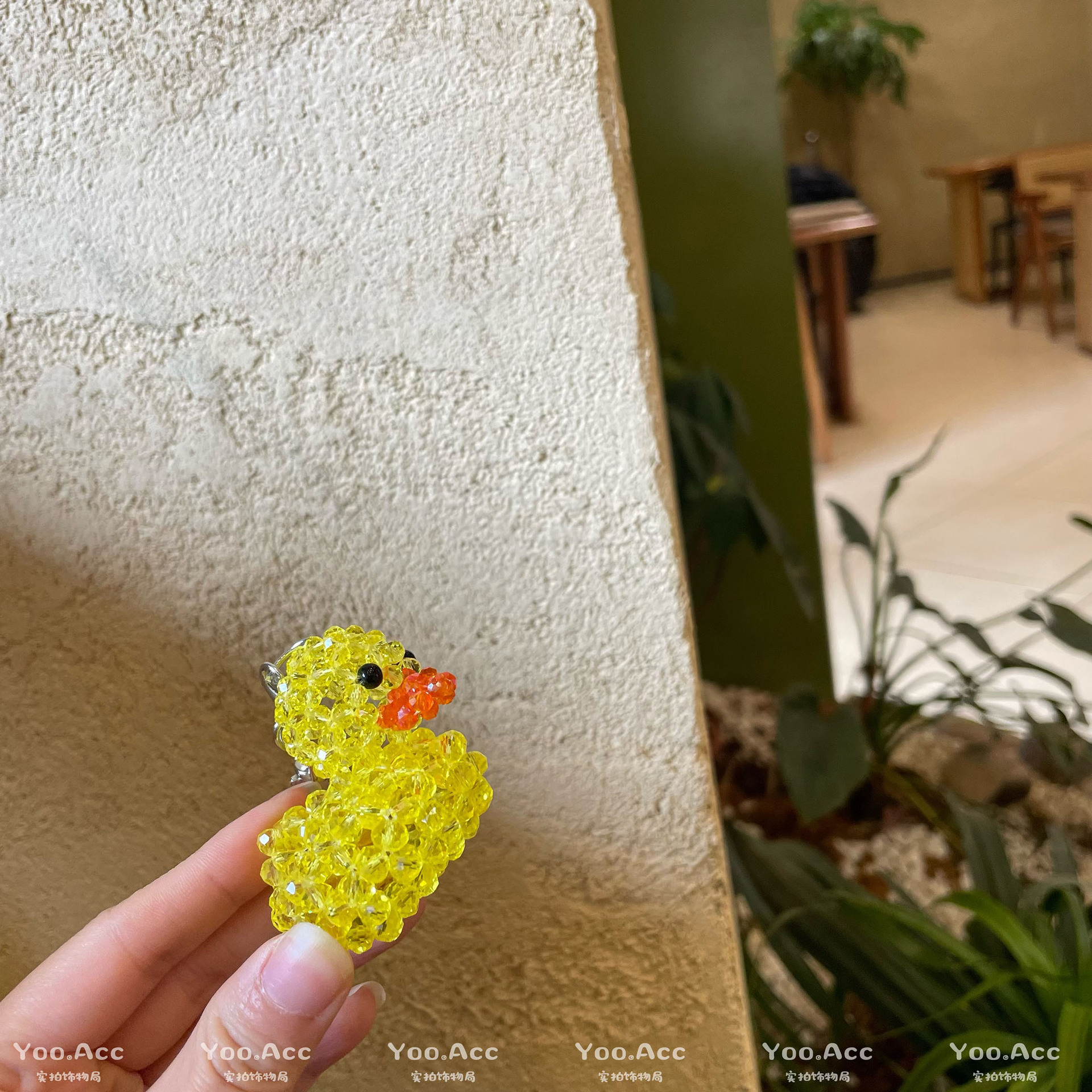 YOO real ~ explosión lindo pato amarillo con cuentas hechas a mano llavero coreano Dongdaemun ins bolsa de personalidad colgar nuevo