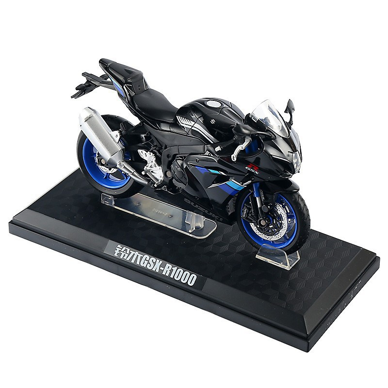 Caja a granel color ámbar 1:12 Suzuki GSX-R1000 aleación modelo de motocicleta simulación coche de carreras decoración de juguete