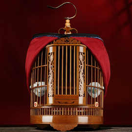 鸟笼子大号贵州画眉笼竹子大全套配件圆笼鹩哥八哥鸟笼子竹制批发