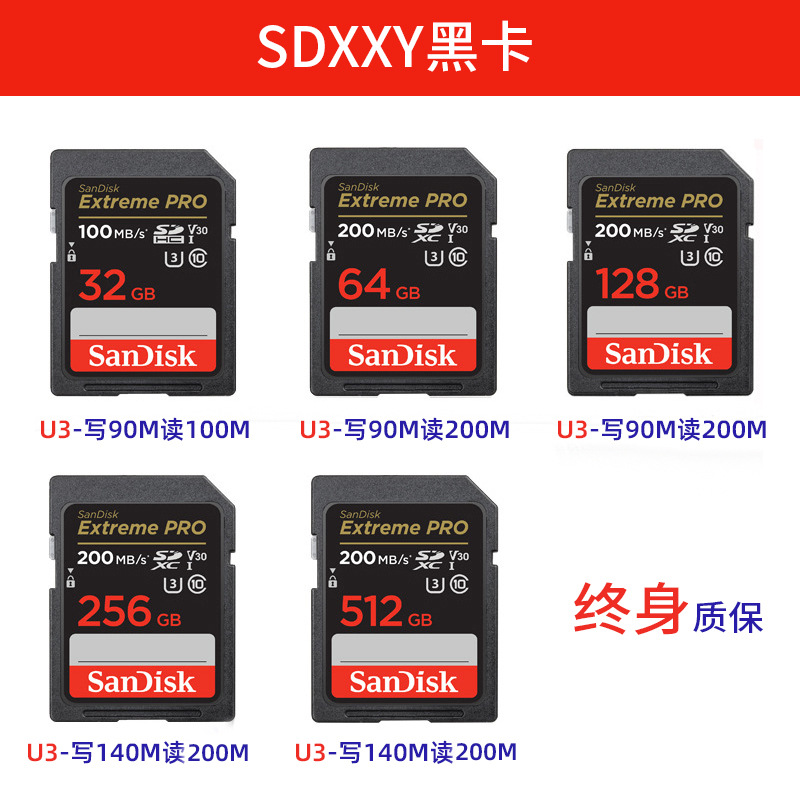 Tarjeta de Memoria SanDisk SD de 64 GB, Tarjeta de Memoria para Cámara, Tarjeta Micro SD para Cámara Digital SLR, Tarjeta Grande de Alta Velocidad de 128 GB