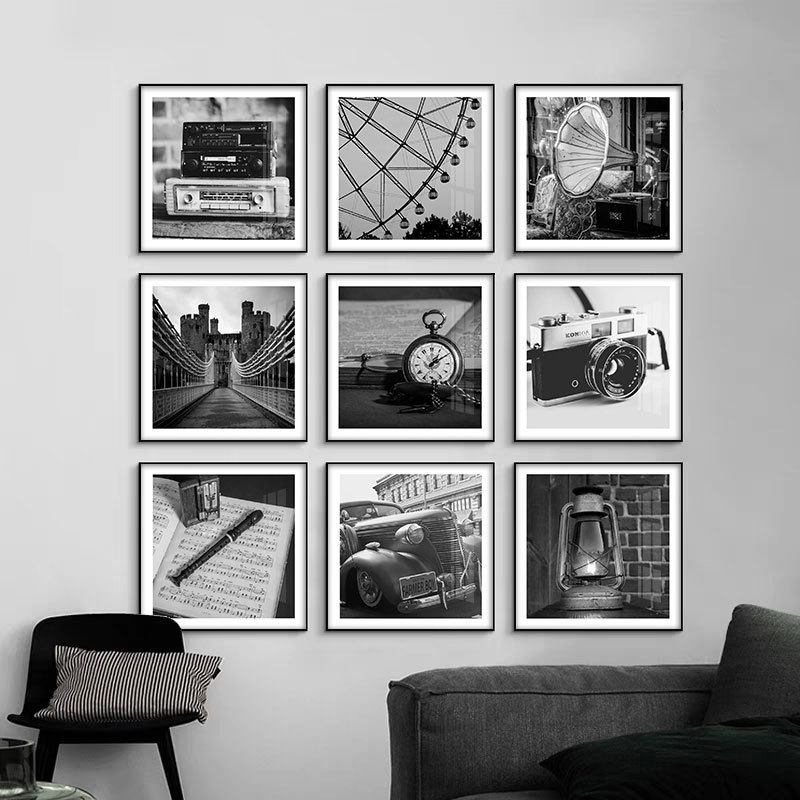 Black and White Photography Nostalgic Retro Hanging Painting Photo Wall Modern Living Room Art Decorative Painting Studio Apartment Painting Black and White Photography Nostalgic Retro Hanging Painting Photo Wall Modern Living Room Art Decorative Painting Studio Apartment Painting