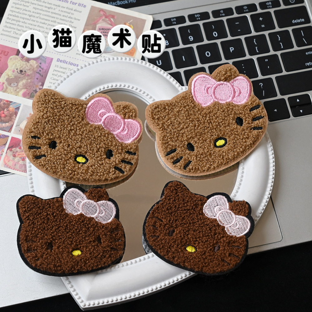 Cute Embroidered Black Cat Magic Tape Hair Clip, Seamless Bangs Clip, Hair Accessory for Women, Wholesale
