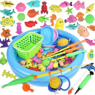 Magnetic Fishing Toys Play Water Pool Package Household Fishing Toys for Children Kids Toys Inflatable Pool