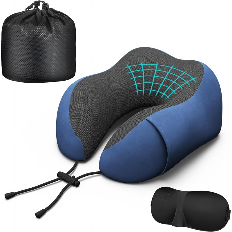Memory Foam Travel Pillow U-shaped Neck Support For Airplane_voghion.com
