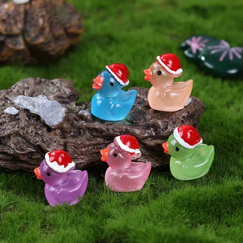 圣诞鸭子园林创意圣诞节摆件夜光微景观树脂创意摆件工厂批发