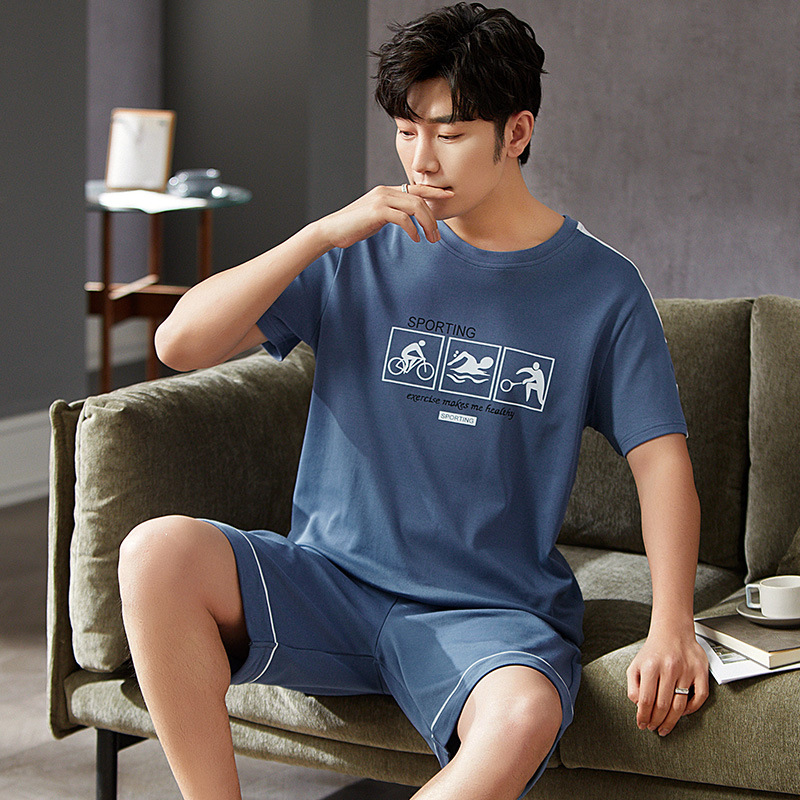 2022 verano nuevos hombres pijamas pantalones cortos de algodón de manga corta jersey de dos piezas ropa de abrigo casual de algodón ropa de casa