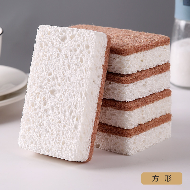 【】木パルプ綿の食器洗いスポンジ、キッチン掃除用、鍋を傷めない、油汚れ落とし、たわし、布巾、汚れ落とし|undefined