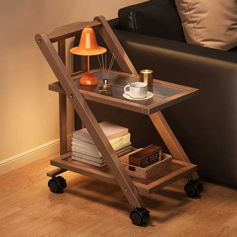 可折叠床头柜置物架多层茶几收纳沙发书架落地卧室零食小推车桌子