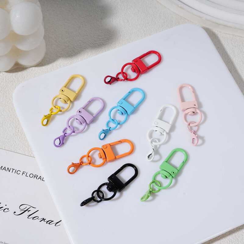 Colorful Rotating Metal Lobster Clasp Painted Open Ring Keychain Pendant DIY Bag Doll Accessories Colorful Rotating Metal Lobster Clasp Painted Open Ring Keychain Pendant DIY Bag Doll Accessories